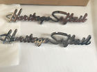 14142-86a Harley Davidson Set Two Heritage Softail Chrome Front Fender Nameplate