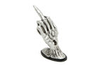 48-0246 Skeleton Hand Fender Ornament Pewter Silver Patina Finish For Custom