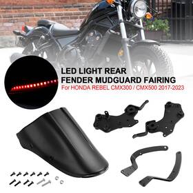 Rh-188-blk Bruce&shark Led Light Rear Fender Mudguard Fairing For Honda Rebel Cmx 300 500 2017-2025