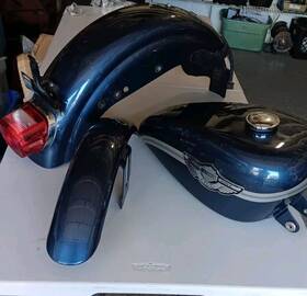 41896 Harley-davidson 2003 Oem Sportster 883 Anniversary Paint Set Tins Tank Fenders Blue