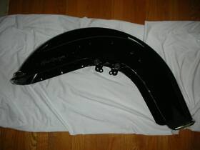 58900693edm Harley Davidson Flhc Front Fender Vivid Black With Charcoal Metallic Pinstripe Used