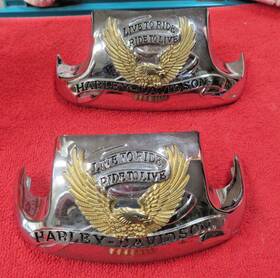 59068-96 Harley-davidson Live To Ride Front And Rear Fender Tip Cover Chrome Flt Flhr Flstc Oem