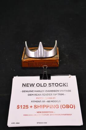 59408-51 Harley-davidson Vintage Oem Rear Fender Tip Trim Nos #59408-51 Fits 51 1965