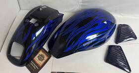 Harley-davidson 59605-03bhc Rear Fender And Airbox Cover For Vrod 59605 Blue Flames Limited