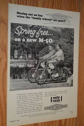 Harley-davidson 64 65 66 67 68 M50 1965 Original Advertisement Print Ad Motorcycle M-50