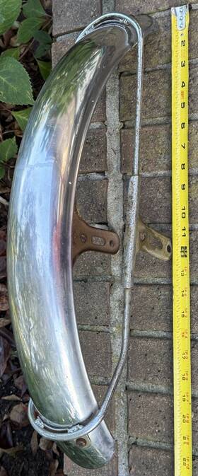 35004-1010 Kawasaki 1974 G3 90cc Stainless Front Fender And Mounting Bracket Oem 1968-1975