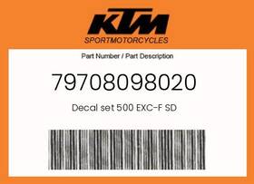 79708098020 Ktm Genuine Decal Set 500 Exc-f Sd -