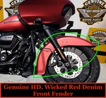 Oem Harley 14-25 Touring Road Street Glide Front Fender Wicked Red Denim 44526. Fixed Price $199.95.