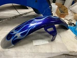 Front Fender Harley FXDWG-3 Wide Glide Cvo Screamin Eagle Blue Flames 2003. Fixed Price $299.95.