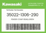 Kawasaki Genuine Fender-comp-rear,l.green 35022-1306-290. Fixed Price $117.76.