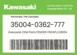 Kawasaki Genuine Fender-front,l.green 35004-0362-777. Fixed Price $195.43.