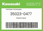 Kawasaki Genuine Fender-rear 35023-0477. Fixed Price $91.30.