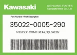 Kawasaki Genuine Fender-comp-rear,fr,l.green 35022-0005-290. Fixed Price $102.26.