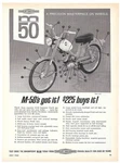 Harley Davidson M-50 Vintage Motorcycle Print Advertisement July 1965. Fixed Price $8.99.