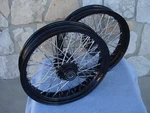 21X3.5" & 16" Black 60 Spoke Wheels Harley Road King Glide Touring 2002-07. Fixed Price $1598.00.