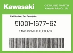 Kawasaki Genuine Tank-comp-fuel,f.black 51001-1677-6Z. Fixed Price $521.16.