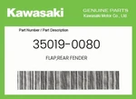 Kawasaki Genuine Flap,rear Fender 35019-0080. Fixed Price $32.77.