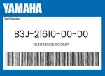 Yamaha Genuine Rear Fender Comp. B3J-21610-00-00. Fixed Price $40.12.