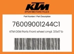 Ktm Genuine Front Wheel Cmpl. 3.5X17 Black - 76009001244C1. Fixed Price $310.41.