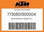 Ktm Genuine Rear Fender Sx Orange 07 - 7730801300004. Fixed Price $79.74.