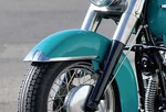 Stainless Front Fender Tip & Side Rail Trim For 1949 - 1956 Harley Glide. Fixed Price $98.00.