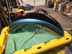 Harley Suede Green And Black Fatboy Front Fender. Fixed Price $249.99.
