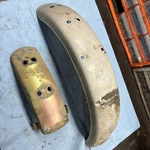 1978 Kawasaki KM100 Vintage Enduro Motorcycle Rear Fender And Metal Support. Fixed Price $79.00.