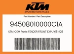 Ktm Genuine Fender Front Exp JY181428 Black Matt Pld - 94508010000C1A. Fixed Price $53.09.