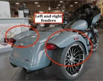 Oem 15-26 Harley RG3 Freewheeler Left Right Rear Fender Trike License Shark Skin. Fixed Price $599.95.