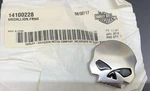 New Oem Harley Davidson Antique Nickel Skull Fairing Medallion 1.5", 14100228*. Fixed Price $25.00.