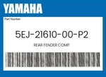 Yamaha Genuine Rear Fender Comp. 5EJ-21610-00-P2. Fixed Price $50.23.
