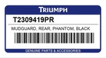 New Triumph Thruxton Mudguard Rear Phantom Black T2309419PR. Fixed Price $520.00.