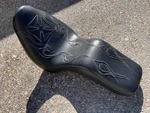 Custom Motorcycle Seat 1989 Heritage Softail Stitched Flames Cross West Coast. Fixed Price $299.95.